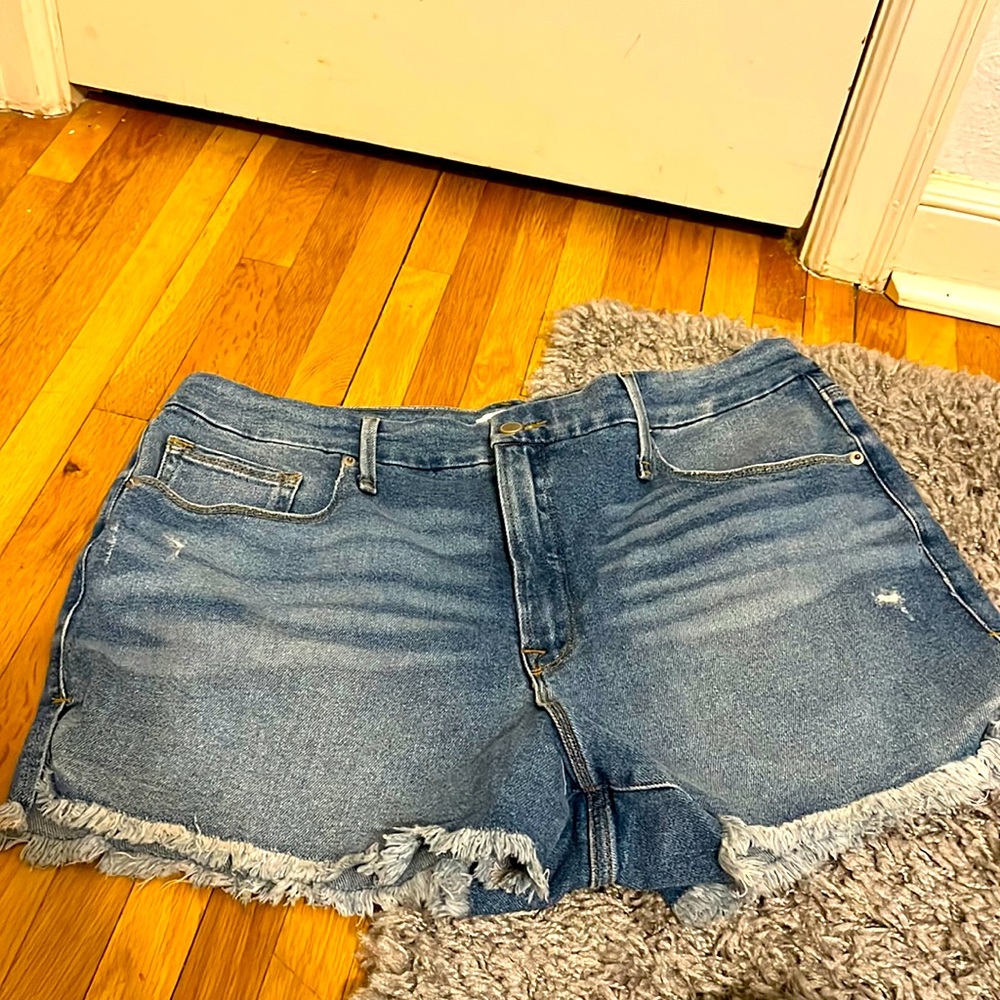 Women's Denim Frayed Hem Shorts - Blue